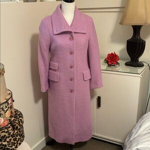 Vintage Pink Boucle Women's Midi Coat Size Size 6